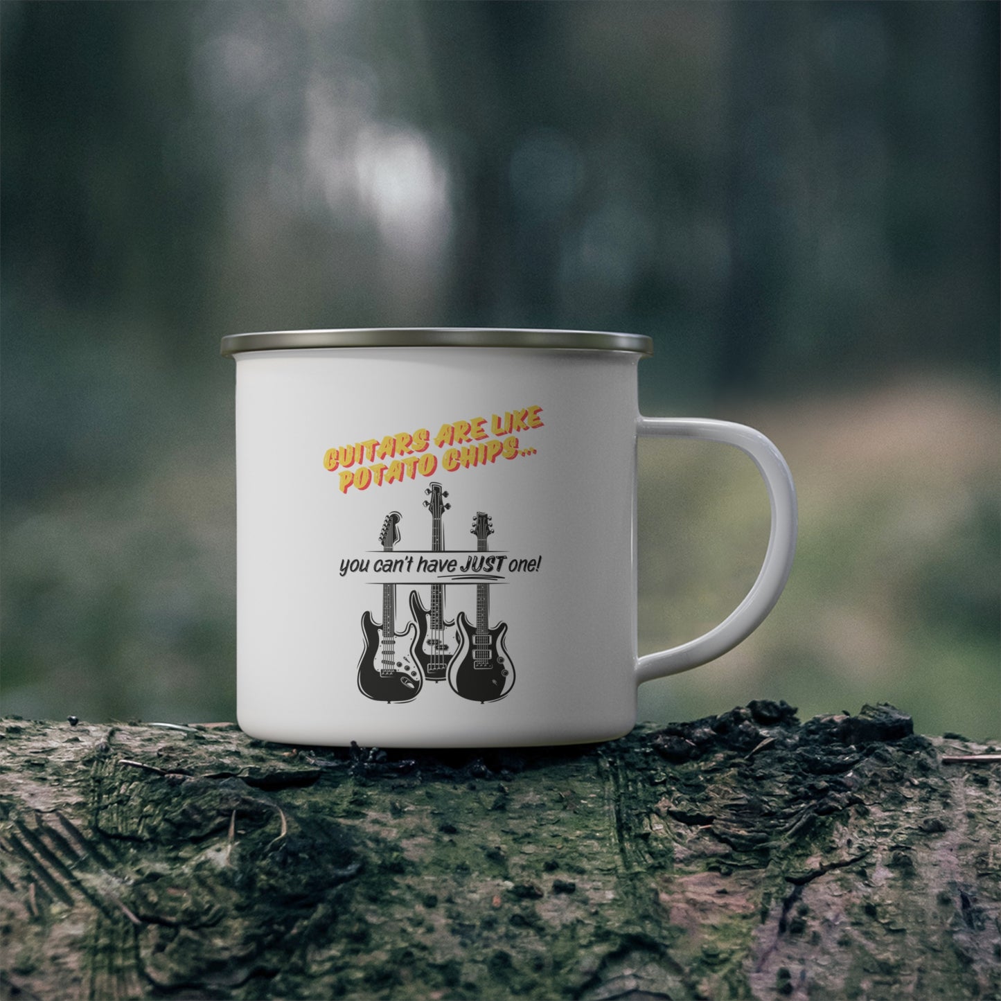 Guitars Are Like Potato Chips Enamel Mug